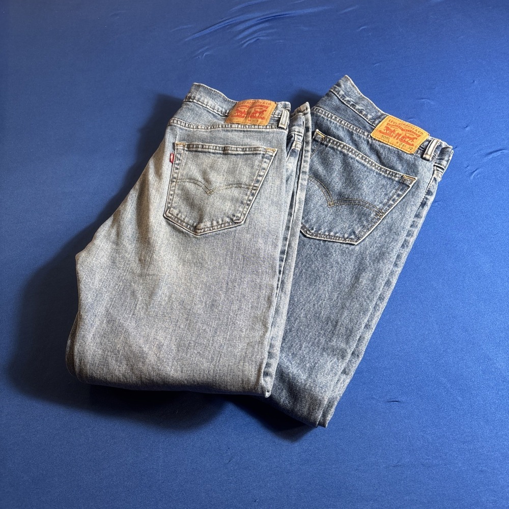 Levis 505 Jeans Regular Fit Straight Leg Light Wash Men Sz 36x32 Lot Of 2